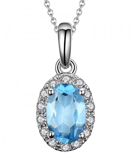 OVAL COLORED STONE DIAMOND PENDANT (VP407)